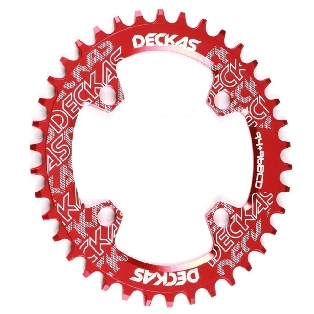 DONGLING Chainring 94+96 BCD Bicycle Chainwheel Round/Oval 32T 34T 36T 38T Bike Chainring Narrow Wide Chainring(36T,9496bcd Oval Red)