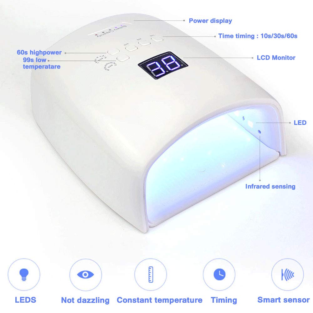 lamparas para uñas. 48 Lámpara de uñas LED inalámbrica recargable, con batería de alta capacidad, secador de uñas de manicura profesional, luz de curado for todos los esmaltes de uñas de gel, herramie