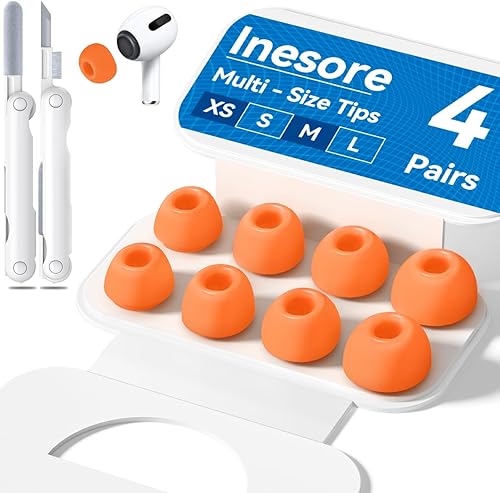 Miniatura 8 de 4 pares de almohadillas de repuesto para AirPods Pro de 2ª/1ª generación con caja de almacenamiento portátil y lápiz limpiador, orificio de Blanco