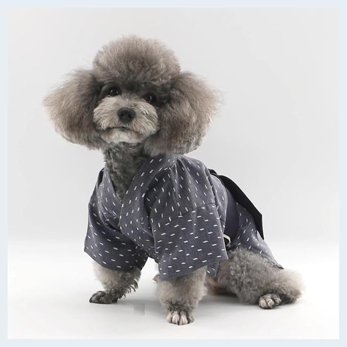 Disfraz de perro yukata kimono japonés MANON ROSA talla X-Large gris oscuro miniatura 2