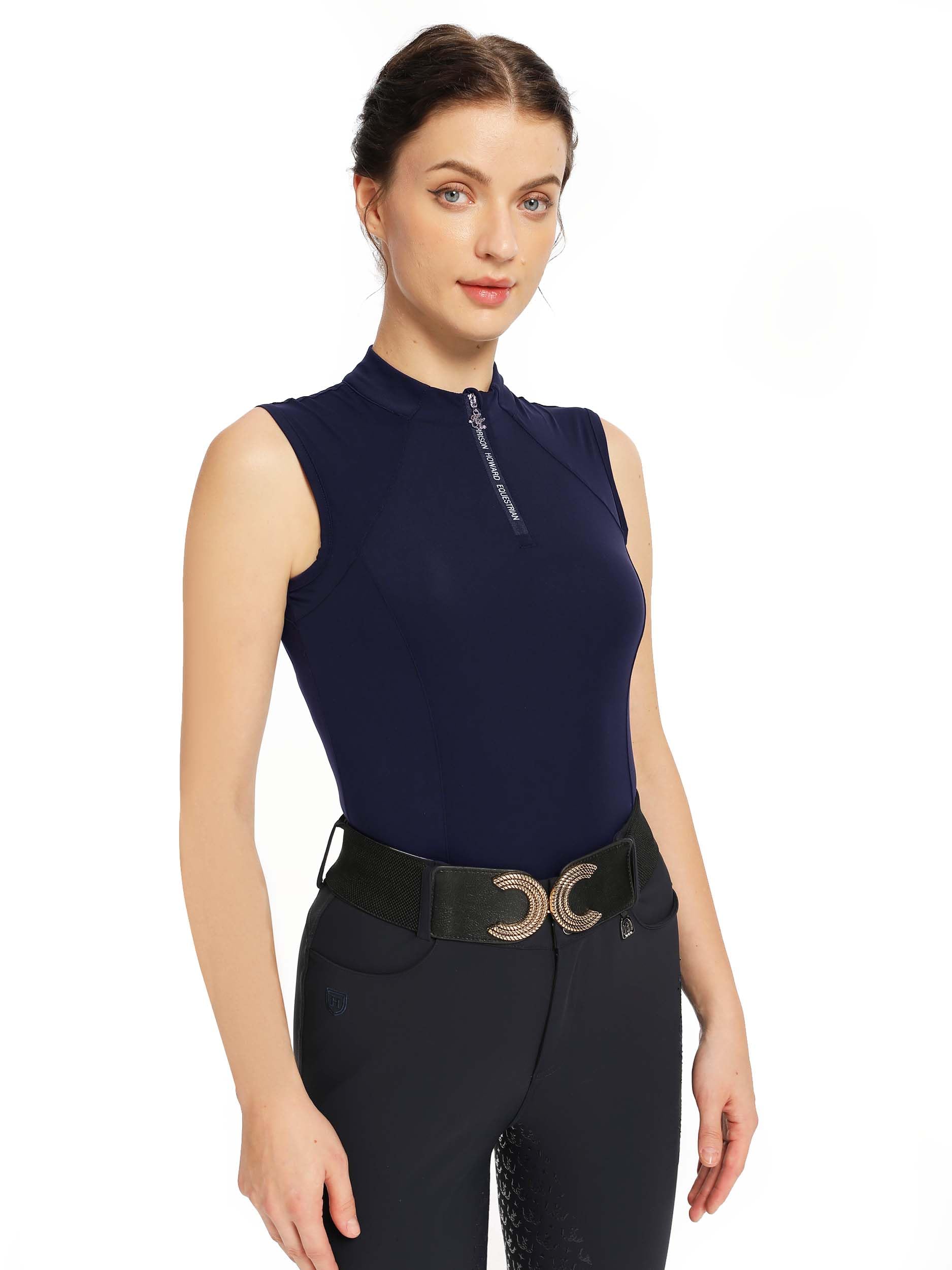 Harrison Howard Women’s Equestrian Riding Shirt, Sleeveless Quarter Zip Quick Dry Breathable Top for Horse Riding Training