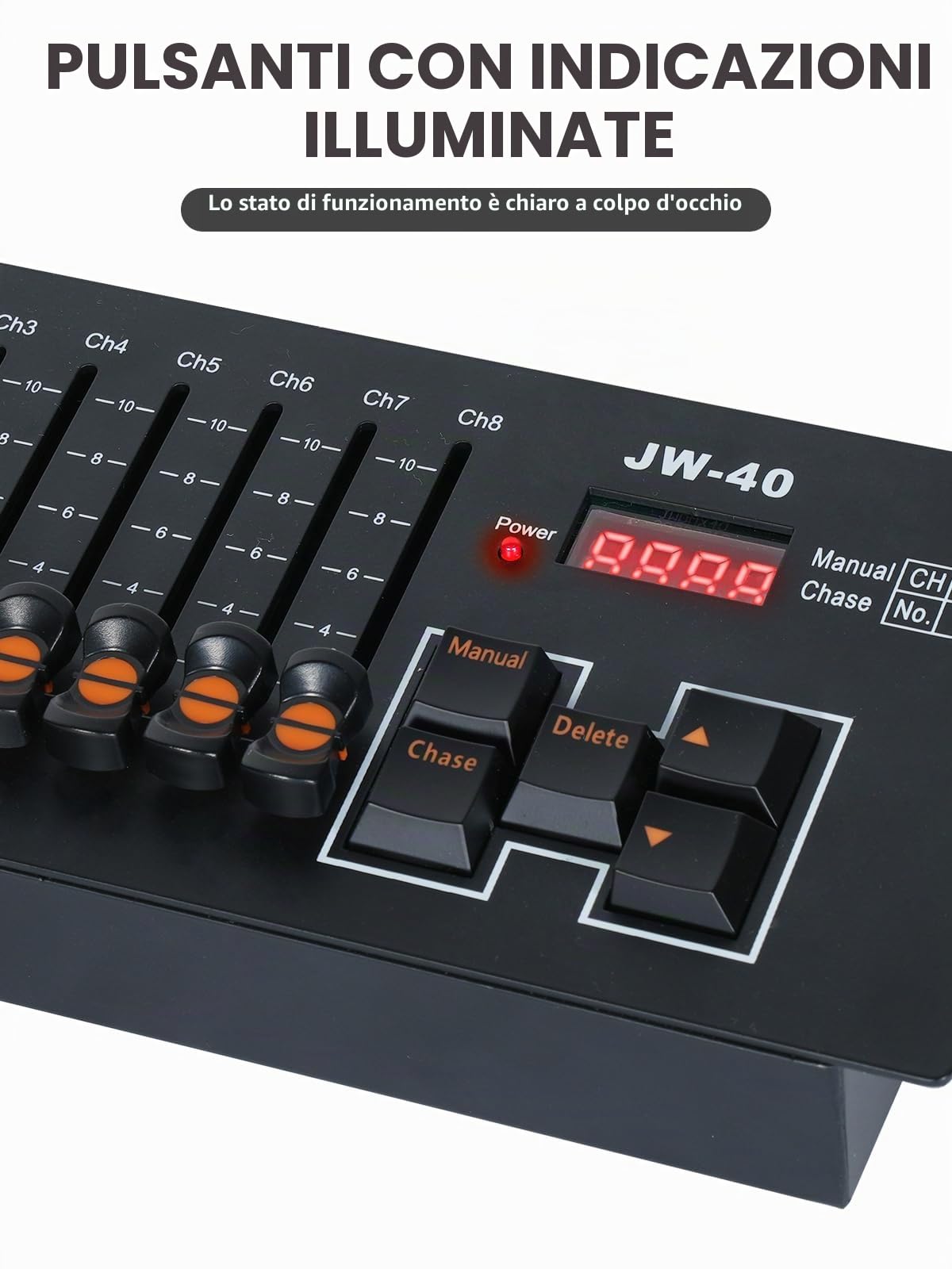 D-MX Controller 40 CH D-MX 512 DJ Controller con batteria integrata, D-MX mixer per illuminazione palcoscenico, DJ, Moving Heads, bar, discoteche, Live Shows, feste