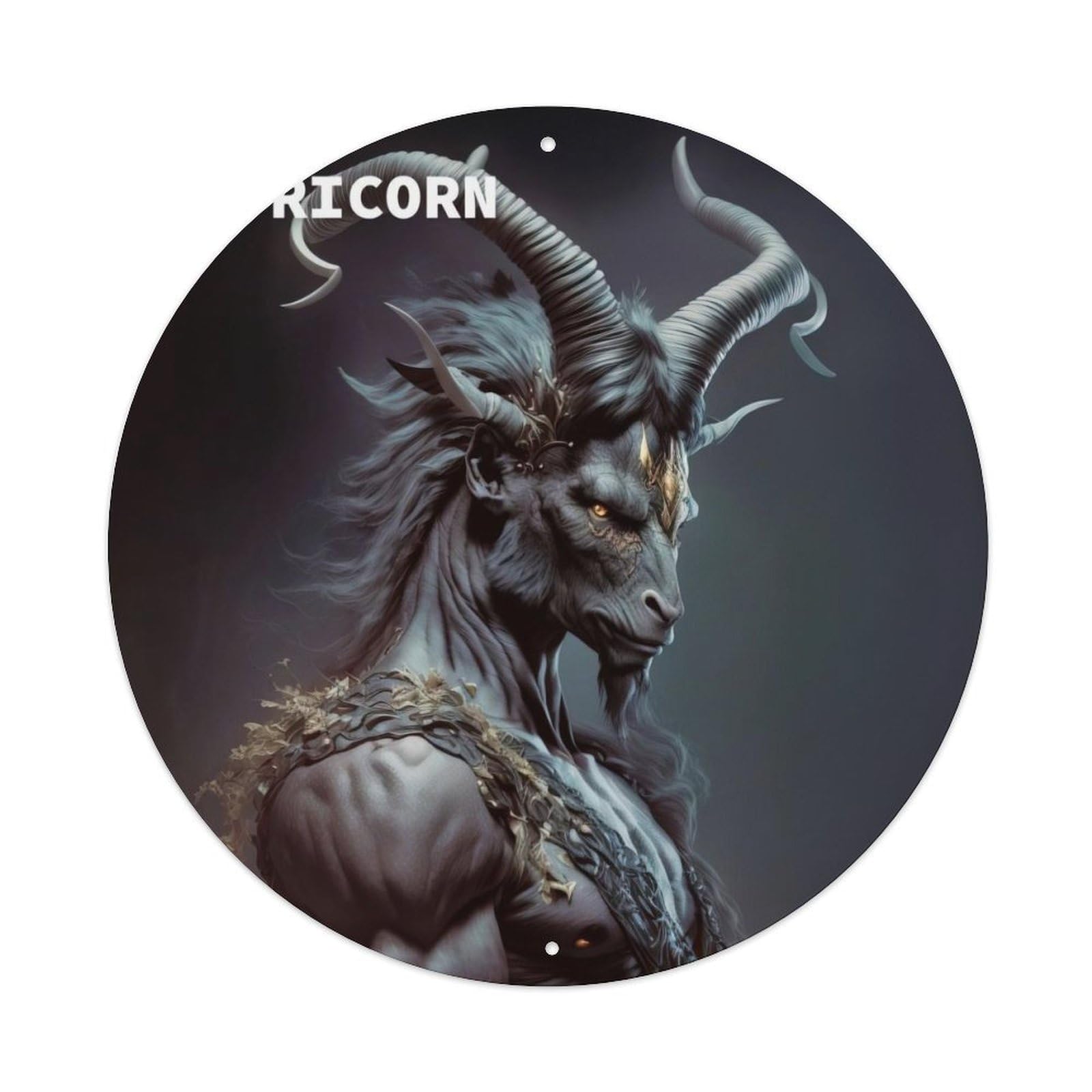 Monster Zodiac Signs Capricorn Vintage Metal Tin Sign Plaque Wall Decor for Cafe, Club, Garden Round Metal Poster 8x8Inch