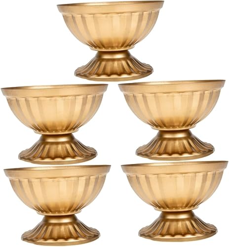 VOSAREA Maceta de boda para boda, decoración de mesa dorada, soporte de flores de oro, mini soporte para plantas, estilo vintage, florero de