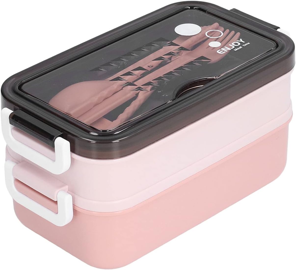 Large Capacity Insulated Bento Box,2 Tier Stackable Lunch Box,Portable Leak Proof Cutlery Meal Fruit Snack Food Containers for Adults Office Worker Outdoor(Pink)