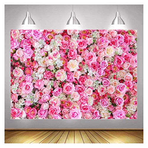 Xll 3D Pink Rose Flower Theme Photo Background Wedding Bridal Newborn Shower Birthday Party Photography Backdrops Banner Decor Supplies Anniversary Ceremony Couple Studio Props 5X3Ft Vinyl #TOP18