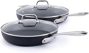 All-Clad HA1 Expert Cookware, juego de 2 piezas antiadherentes para freír con tapas, 10 y 12 pulgadas