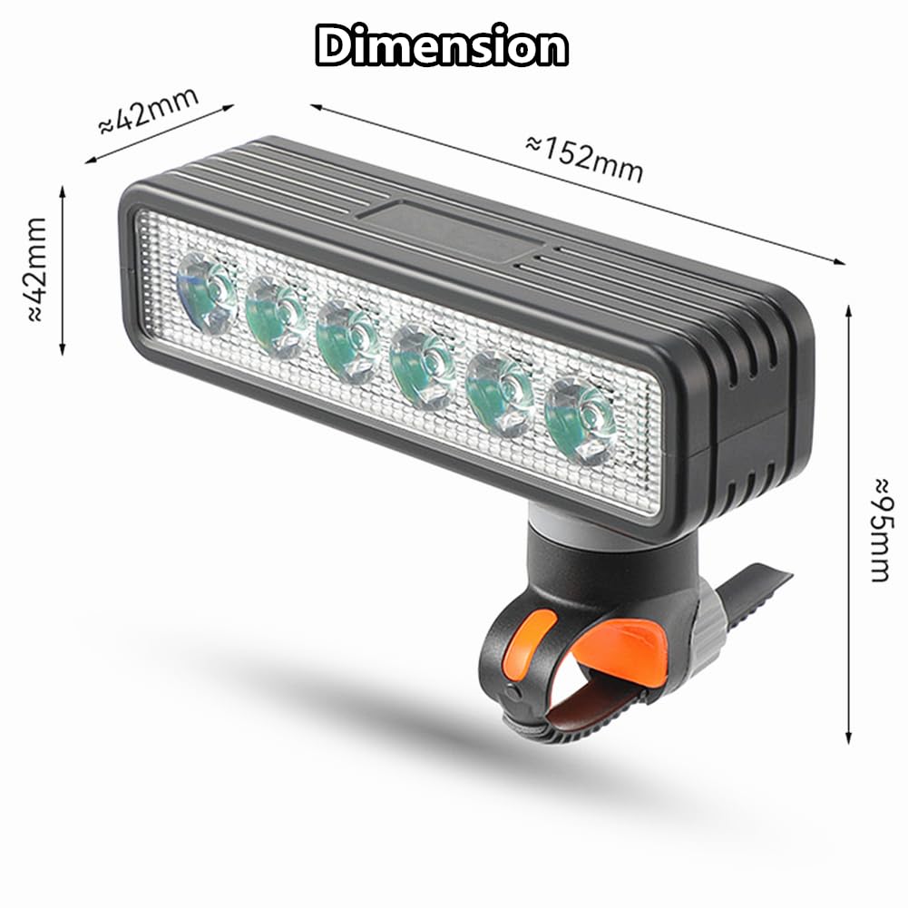 Phares de Vélo avec Klaxon, WASAGA Feux Avant de Vélo à 6 LED avec Klaxon à Distance Filaire et Batterie Intégrée de Grande Capacité pour Un Mode D'éclairage Le Plus Lumineux Pendant 4,5 Heures
