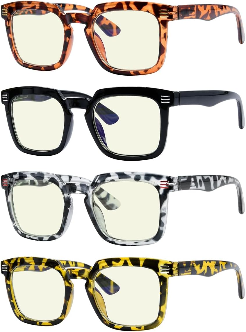 Eyekepper 4-pack Reading Glasses Blue Light Blocking Square Computer Readers Women