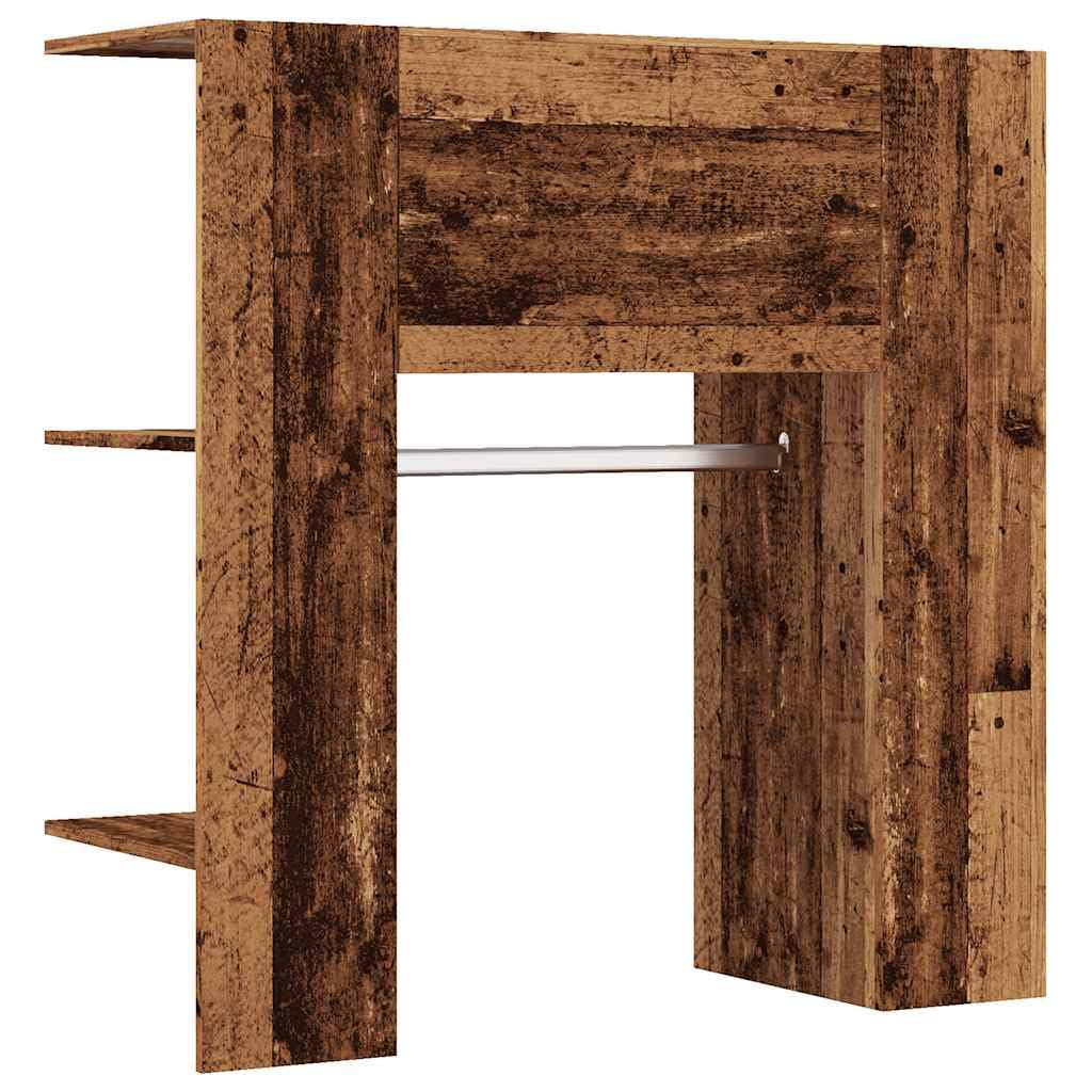 Hothingwell Stara szafka na korytarz drewno 97,5x37x99 cm z drewna inżynieryjnego, szafka do przedpokoju z półkami, drążek na ubrania i przegroda, projekt ścienny oszczędzający miejsce,