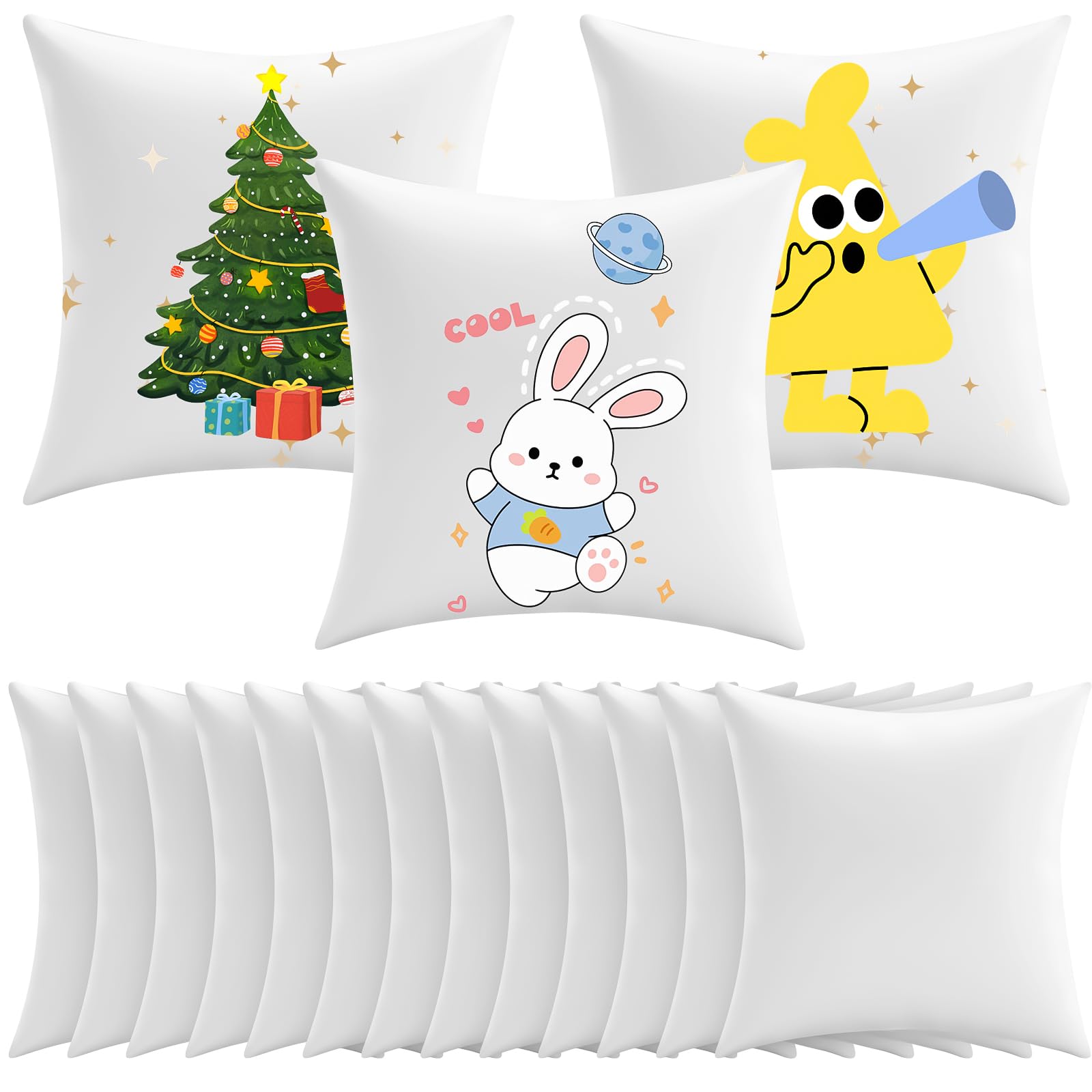 YFNVH 16 Pack Sublimation Cushion Covers, 45 x 45 cm White Blanks