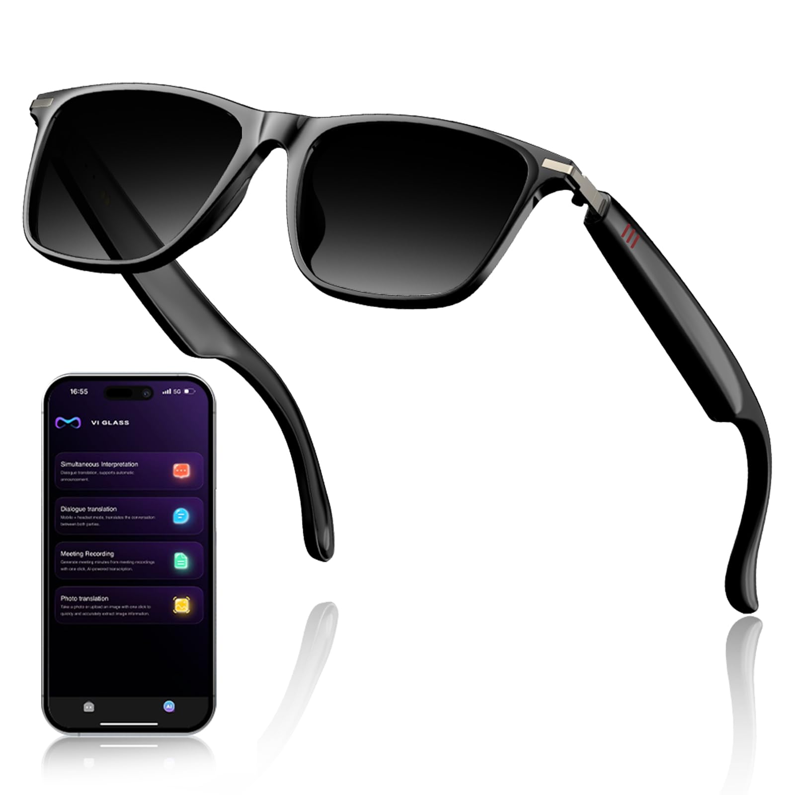 PEJE AI Smart Glasses with ChatGPT, Bluetooth GlassesTranslation 45 Languages for Color-Changing Lenses, Music Playback, Hands-Free Calling, IP67 Waterproof for Men Women, Athletic,Outdoor-image-31