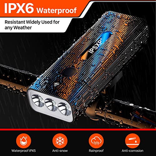 Ipsxp 2023 New 8500 Lumens Bike Lights,Headlight Runtime 14+ Hours & 5200Mah With Power Bank Function,Ipx6 Waterproof,Super Bright Bike Lights For Night Riding,Usb Rechargeable & 5 Light Modes #TOP3
