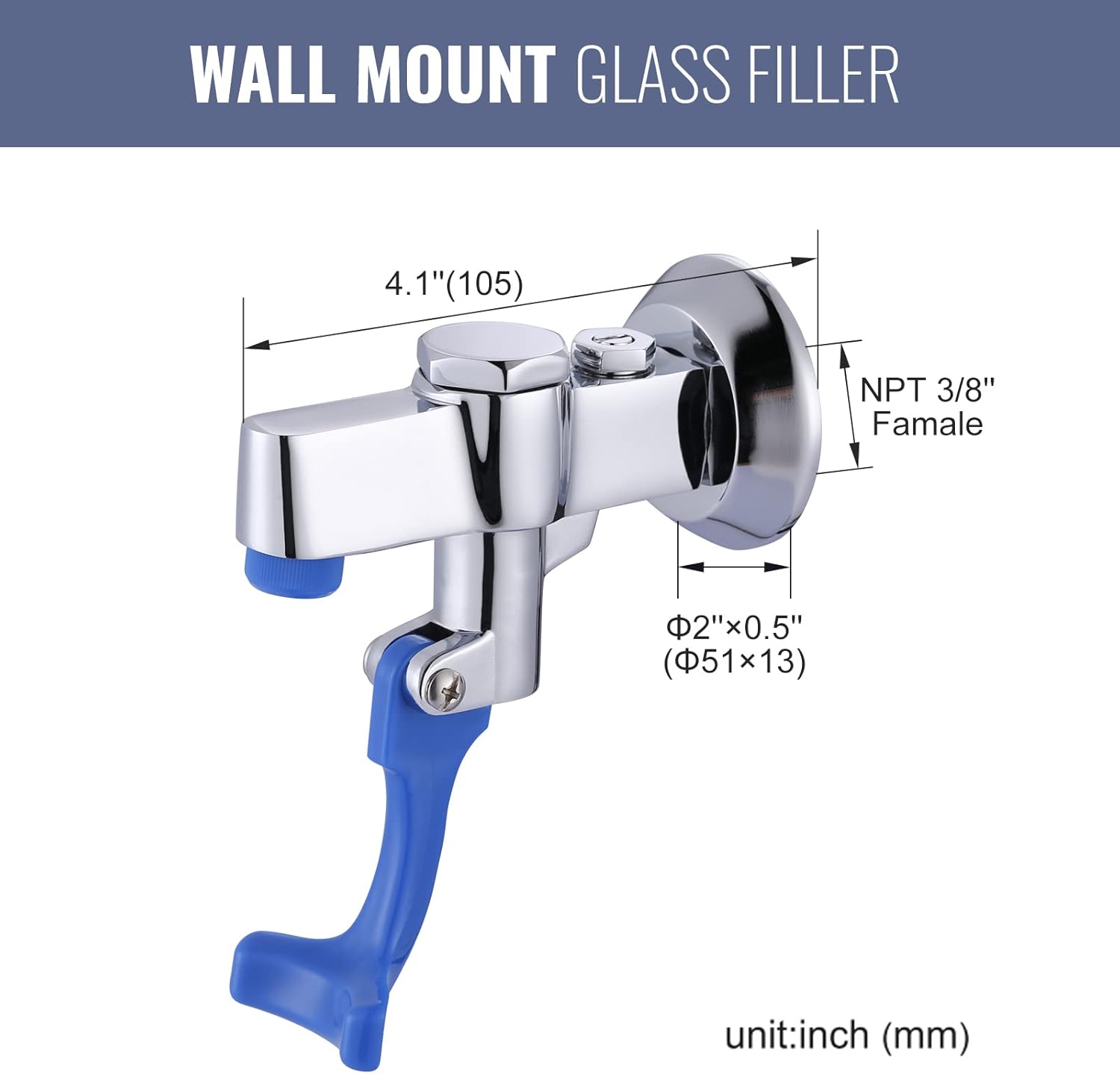 Glass Filler Faucet Wall Mount, Push-Back Water Bottle Filling Station, Brass Glass Filling Station Commercial Water Filler Faucet for Bar Cafe Hotel Kitchen Restaurant - Female Inlet & Flange