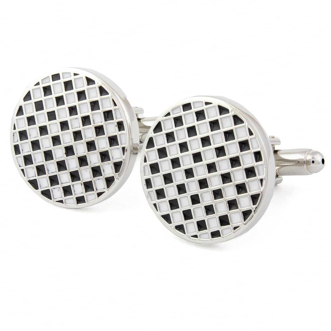 peluche Enamel Checkered Cufflinks for Men-picture-20