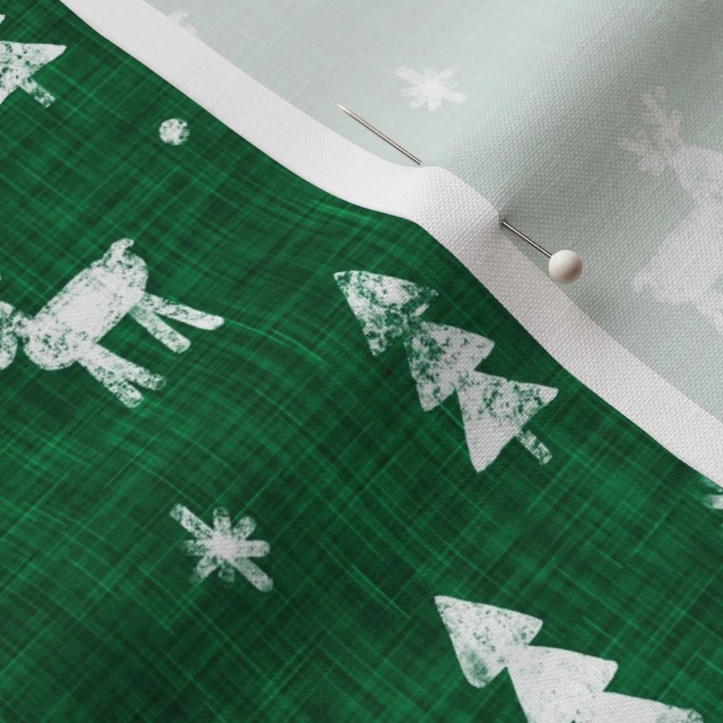Spoonflower Fabric - Minimalist Winter Scandi Snow Holiday Deer Christmas Scandinavian Printed on Petal Cotton Fabric Fat Quarter - Sewing Quilting Apparel Crafts Decor