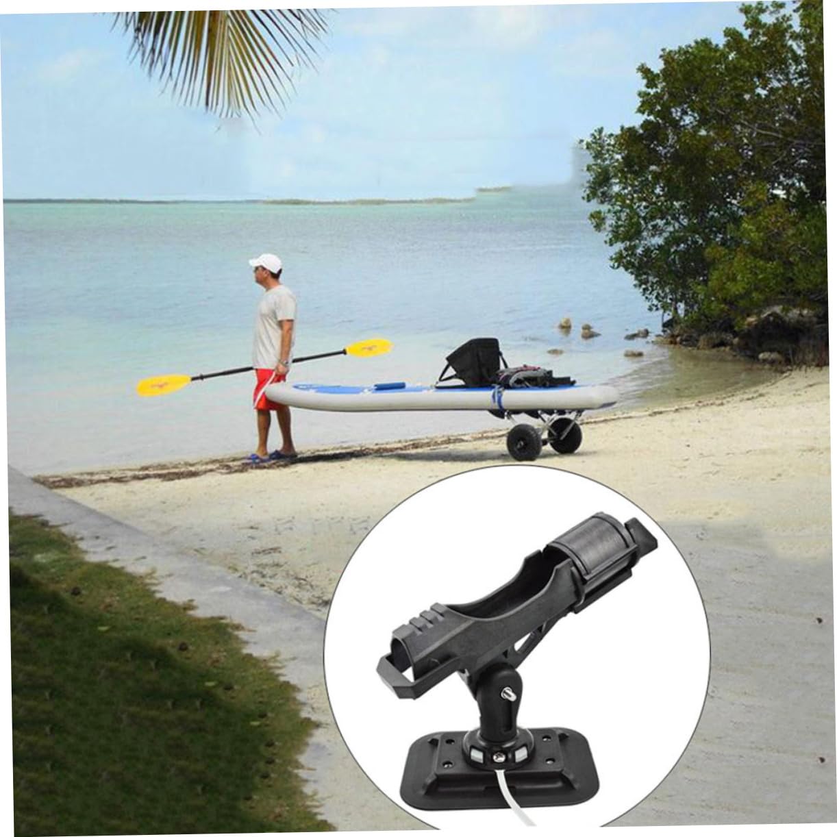 Gatuida Supporto la Yacht per Rimuovere Kayak da Installare Facile e Canna Pesca Rotante Nailon Nero Accessorio Pratico Barca