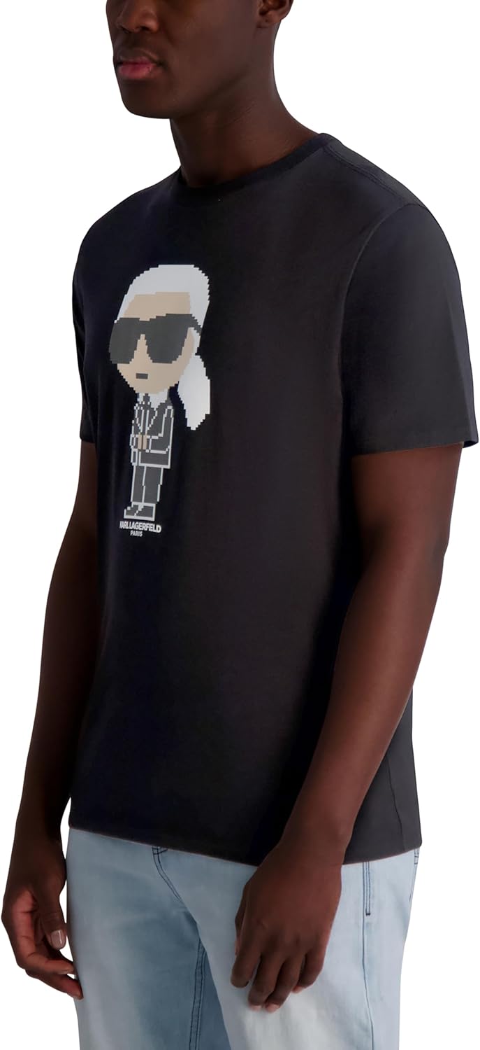 Karl Lagerfeld Men's Short Sleeve Crewneck Pixel Karl Graphic Design T-Shirt