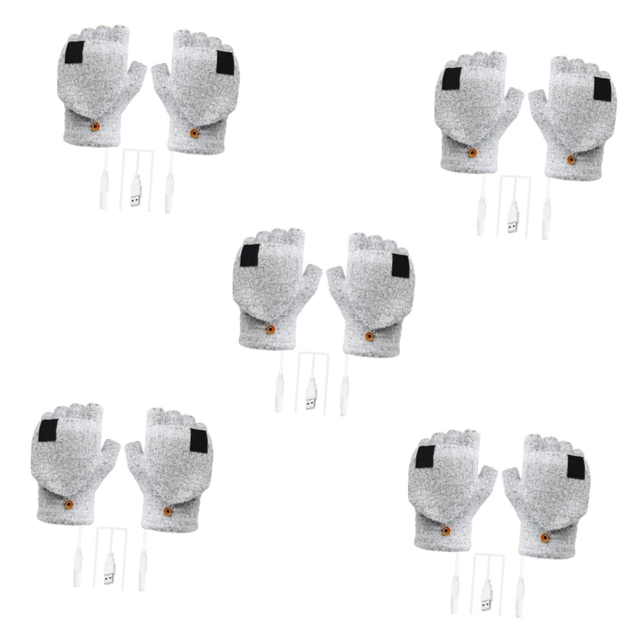 BESPORTBLE 5pares Guantes Calentadores USB Recarcables De Dedos Guantes Térmicos para Invierno Calentadores De Doble Calefacción Cómodo y De Usar para Ordenadores y Actividades
