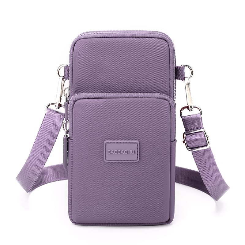 Bolsa transversal para celular feminina, leve, pequena, bolsa tiracolo para celular, bolsa de viagem bolsa de ombro para mulheres, Roxo claro, Small