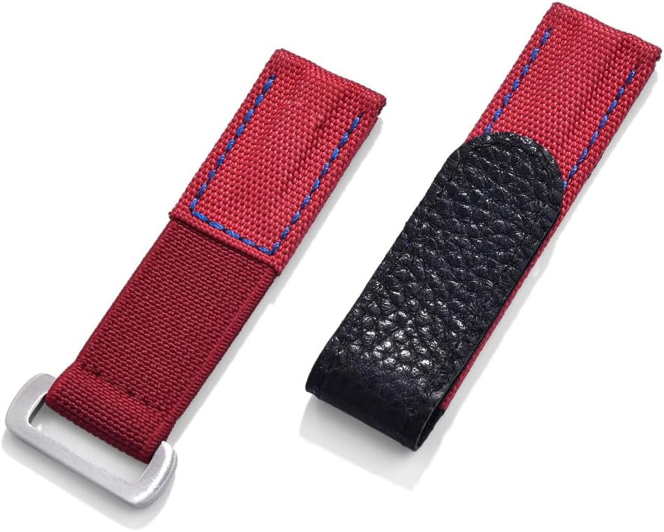 20mm Hook Loop Watch Strap Adjustable Nylon Leather Watch Band Soft Sky Blue Sports Fitness Replacement