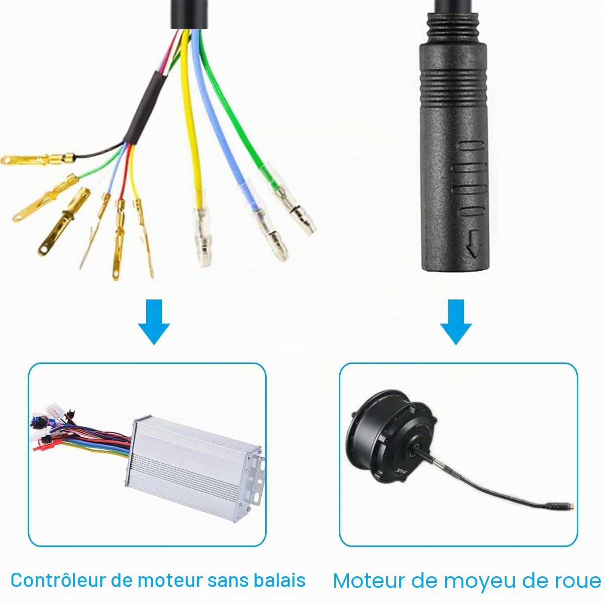 Câble de moteur de moyeu de roue à 9 broches, câble d'extension étanche pour capteur à effet Hall de moteur de vélo électrique, cordon d'accessoires de vélo électrique, 80 cm