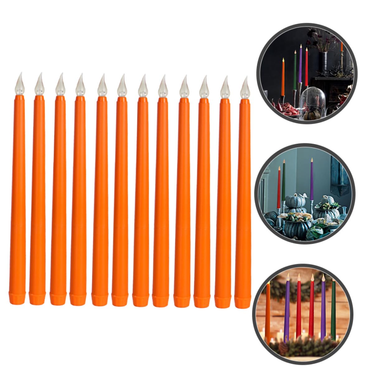 SOLUSTRE 12 Flammenlose LED Kerzen aus Pp mit Realistischem Design Batteriebetrieben Langanhaltend für Tisch und Schreibtischdekoration in Orange