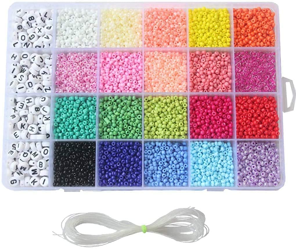 Xizheng 24-Grid Rope Mini Seed Beads Set- 3300 Pieces (4mm)