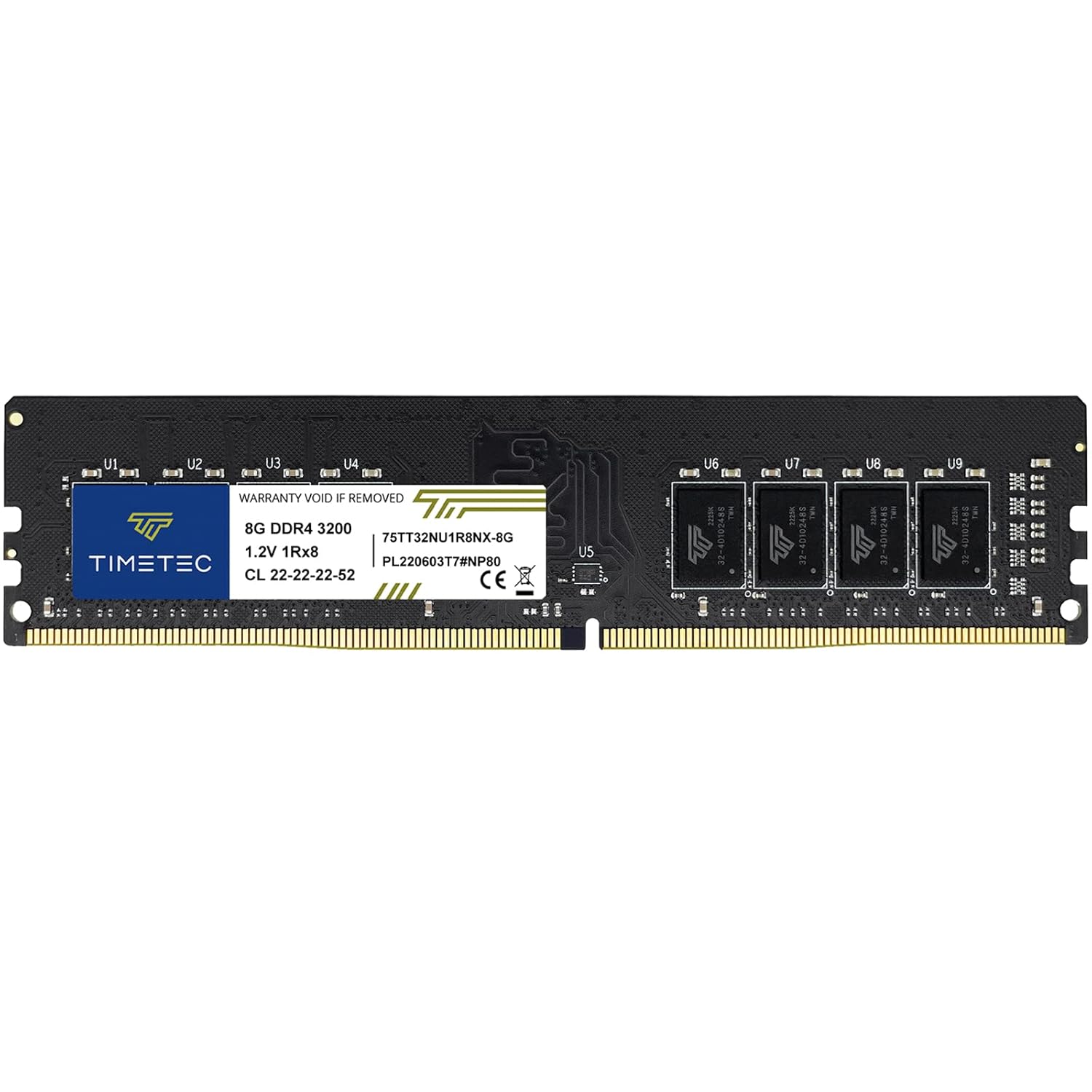 Timetec Extreme Performance Hynix IC 8GB DDR4 3200MHz PC4-25600 CL16 1.35V Unbuffered Non-ECC Single Rank Designed for Gaming and High-Performance Compatible with AMD and Intel Desktop Memory (8GB)