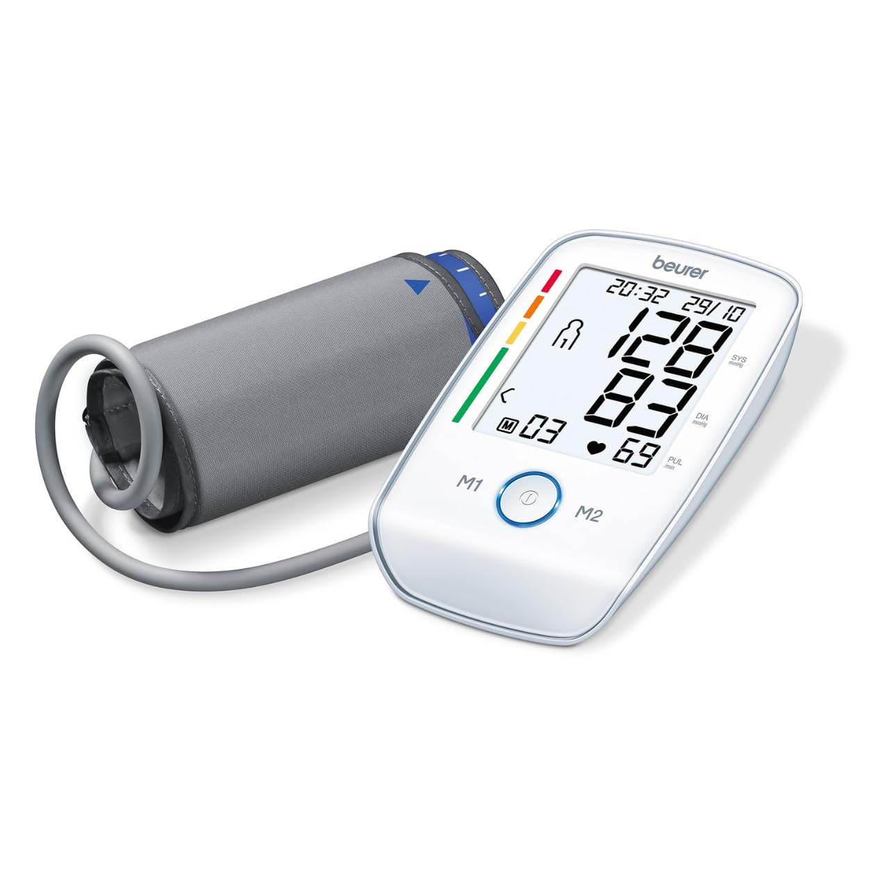 Beurer BM 45 Automatic Blood Pressure Monitor | Clinically Validated | Arrhythmia Detection & Colour-Coded Risk Indicator | WHO standards | Universal Cuffs | 5 Years Warranty