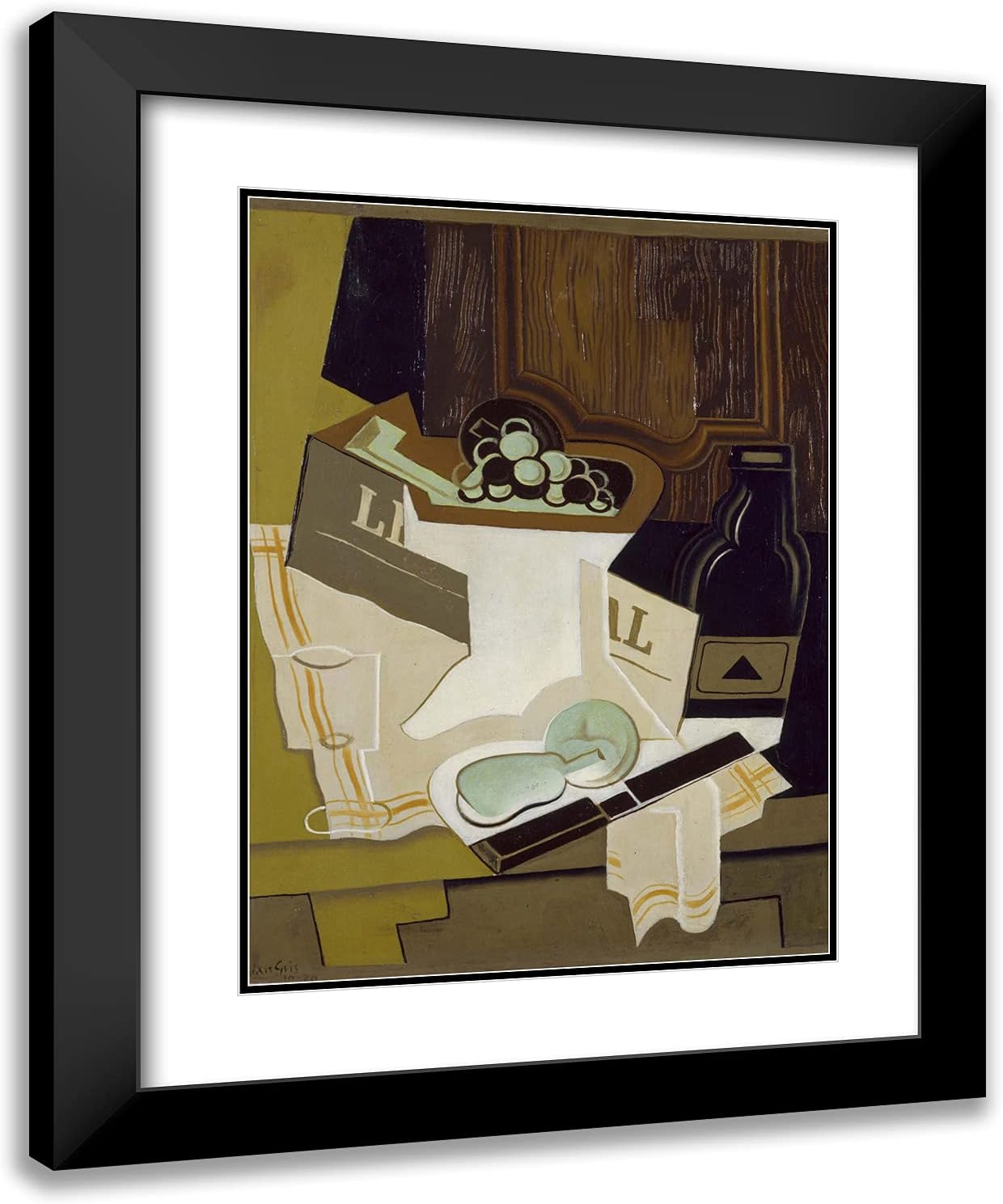 ArtDirect Gris, Juan 20x24 Gold Ornate Framed Art Print with Double Matting Titled: Still Life on Table