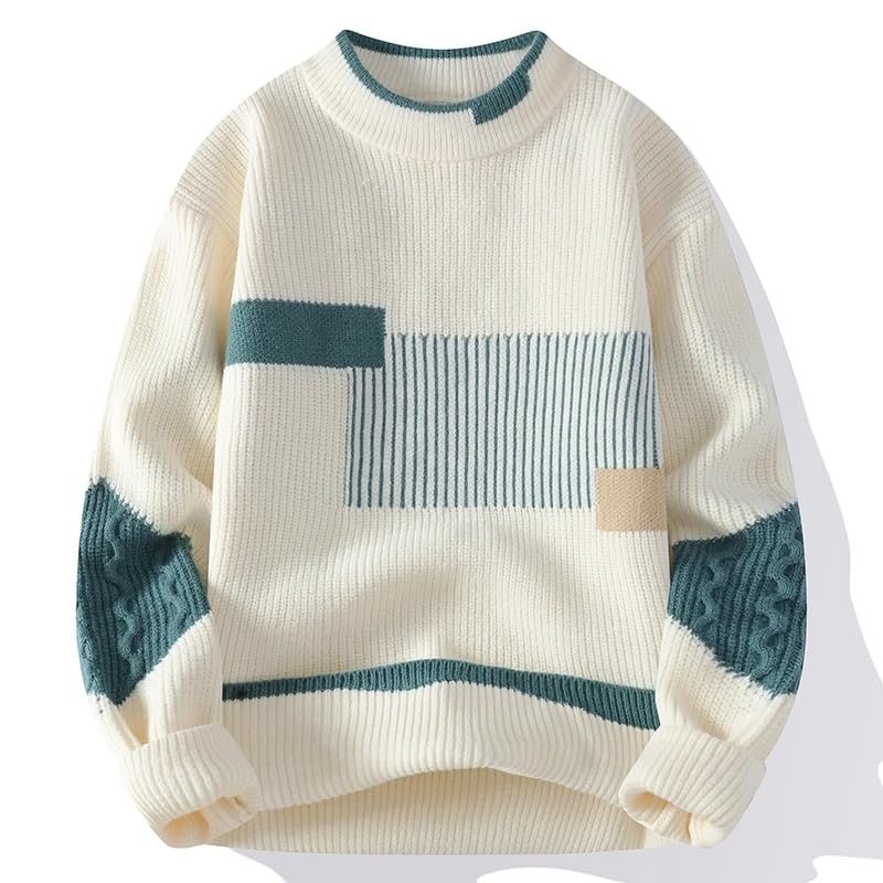 Men's Knitted Sweater Patchwork Knitting Pullovers Men Autumn Winter Daily Casual Warm Pullover Sweaters2