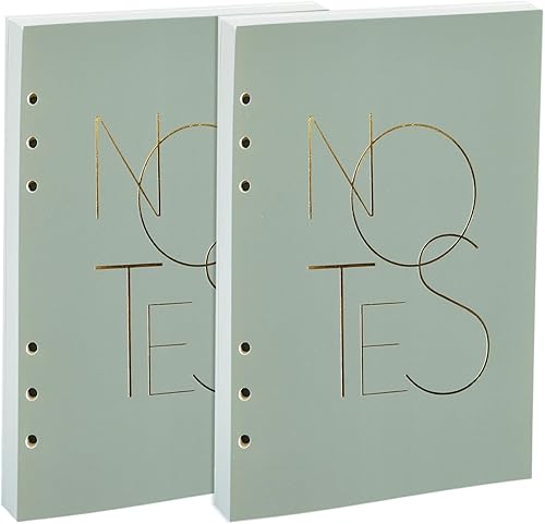 Miniatura 2 de Papel de relleno A5, carpeta rellenable, para 6 anillas, hojas sueltas, blanco lechoso, 8.3 x 5.5 pulgadas, 100 hojas200 páginas, paquete de 2