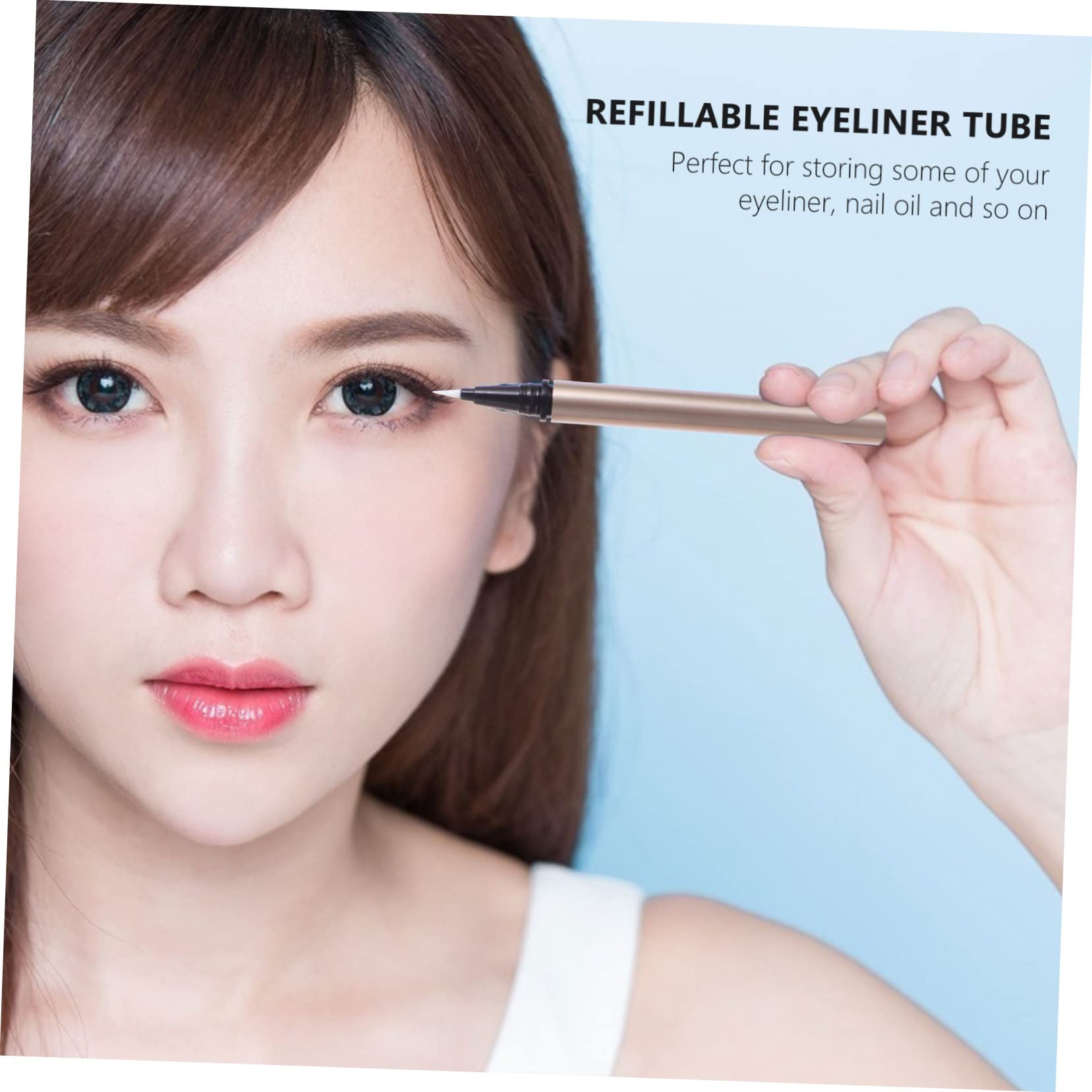 Alipis 5 Tubos Delineadores de Ojos Recargables para Almacenar y Rellenar de 1ml Pack de 5 Piezas en Plástico Dorado Adecuado para Mercados y Minoristas Cosméticos