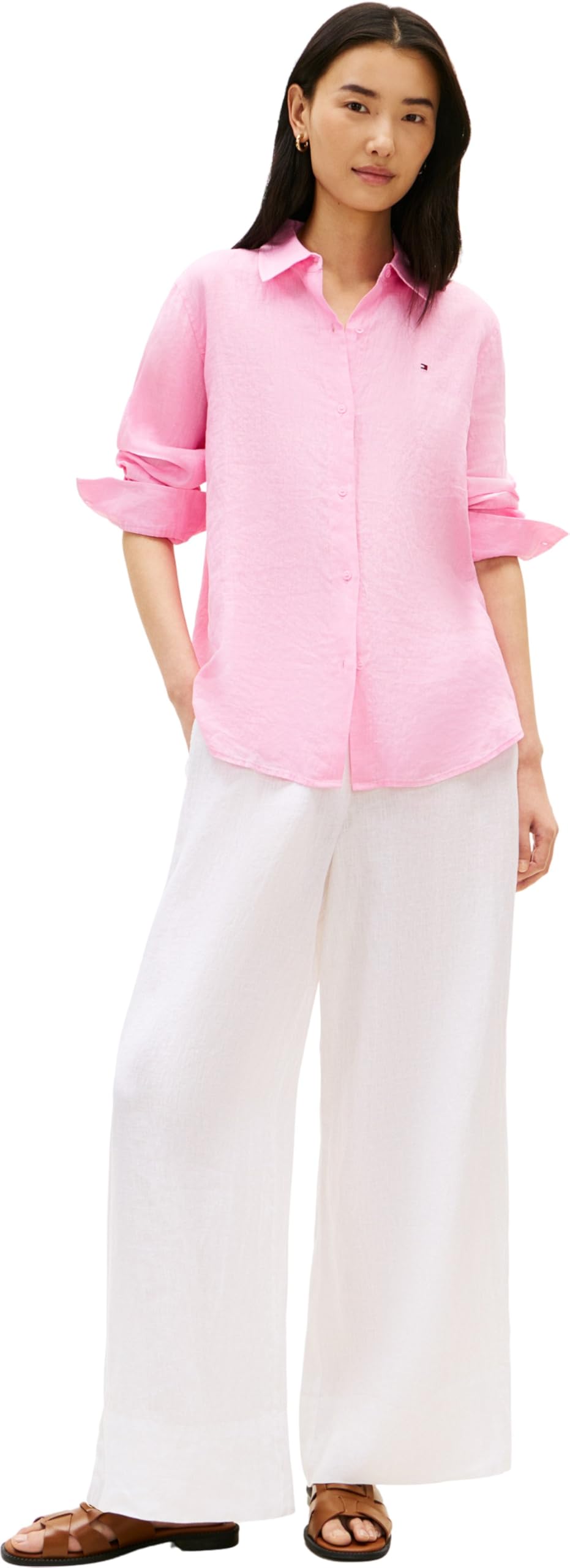 Tommy Hilfiger Ess Linen Relaxed Ls Shirt Ww0ww44679 Chemise L/S Femme (Lot de 1)