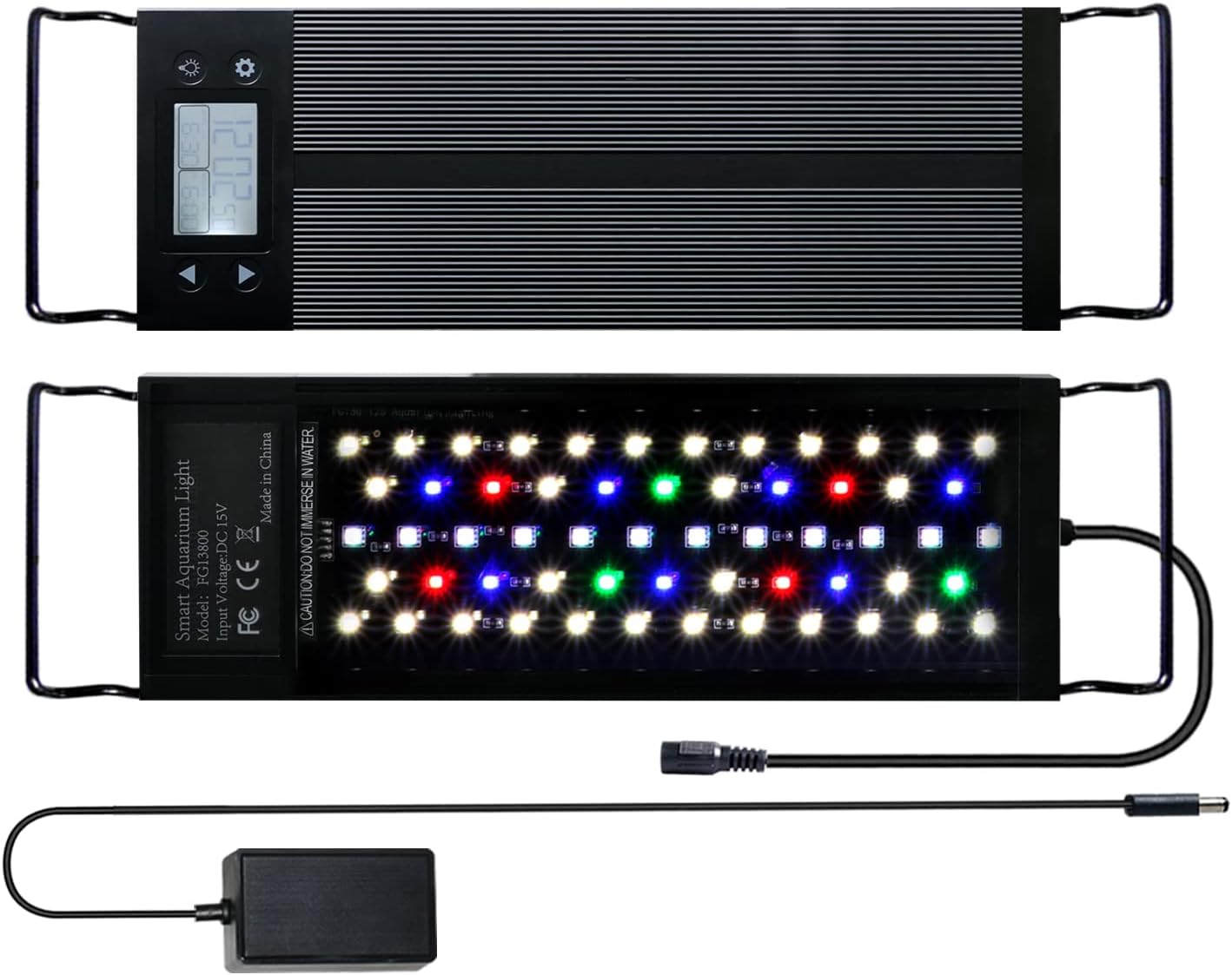 NIKEEYEN Luces para Acuarios, 18W Espectro Completo Luz LED Acuario, RGB Regulable, Impermeable para Acuarios 30-50cm, 927lm con Soporte Extensible