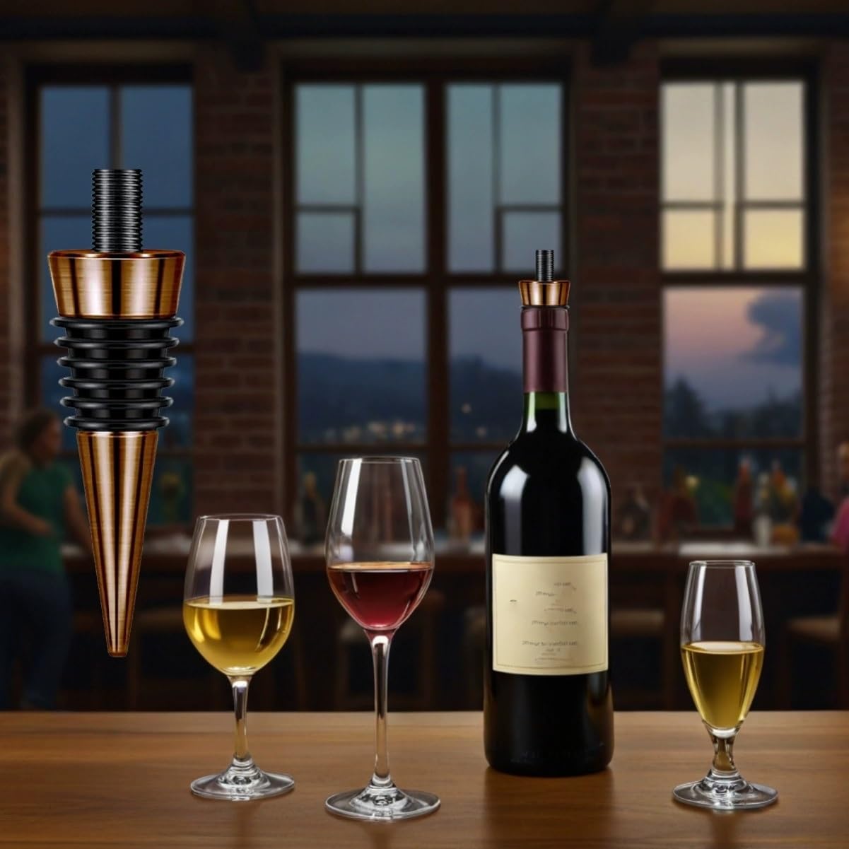 Tapón for Botella De Vino De Acero Inoxidable – Conservador De Vino Reutilizable Hermético Al Vacío, Tapón De Vino con Diseño De Tornillo Creativo for Bar, Hogar Y Fiesta(5 pcs)
