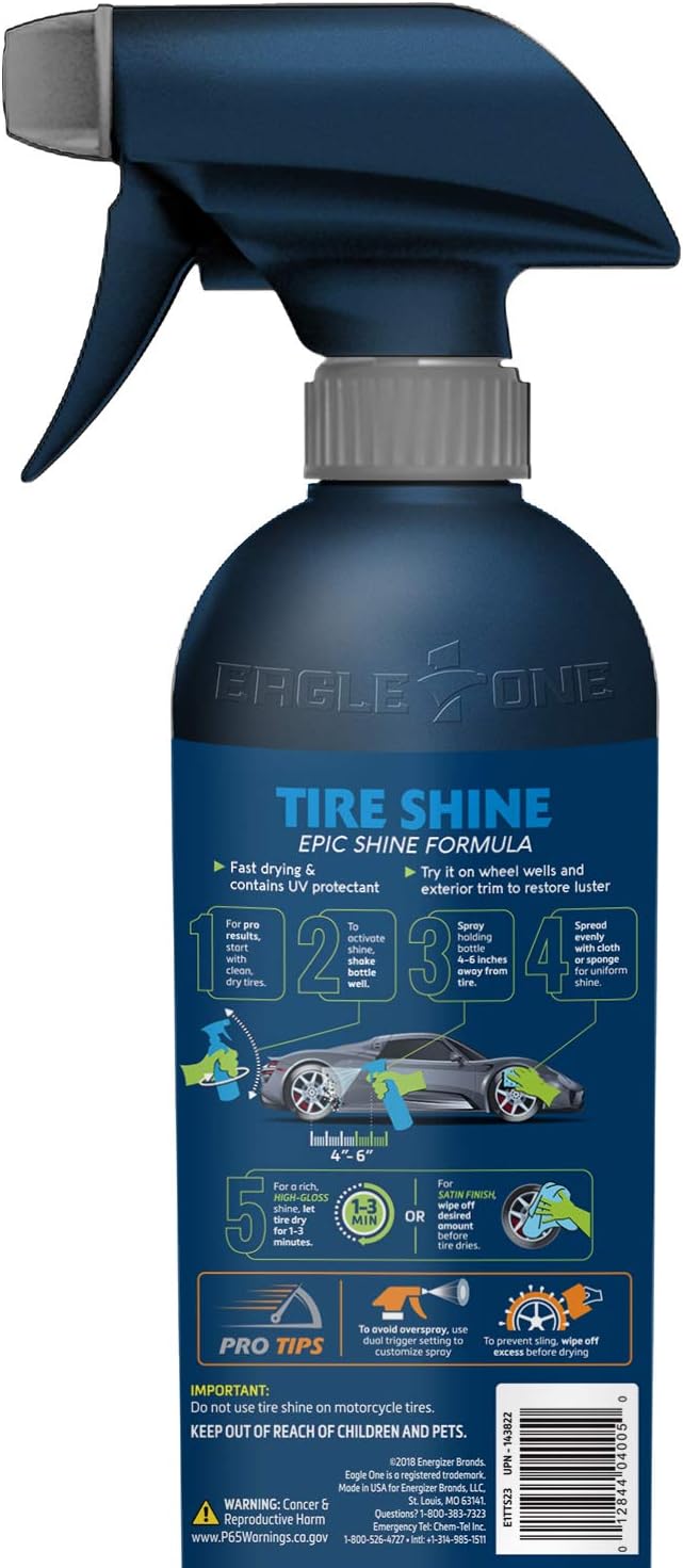 Eagle One Car Tire Shine, Epic Shine Formula, Long-Lasting, Fast-Drying, High Shine, UV Protectant, 23 Oz