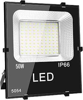 RIGIDON 1Pcs 50W 5000lm Outdoor Flood LED Work Light, Super Bright Floodlight, Daylight White Security Lights for Garden Yard Lawn Basketball Football Court Patio Landscape, IP66 Waterproof 6000K