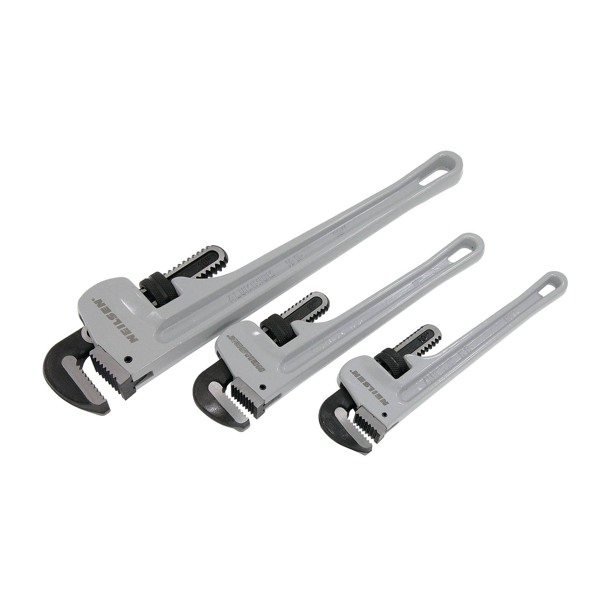 Neilsen Silver Ct6116 3Pc Aluminium Pipe Wrench Set - Includes 10In, 12In, And 18In Wrenches