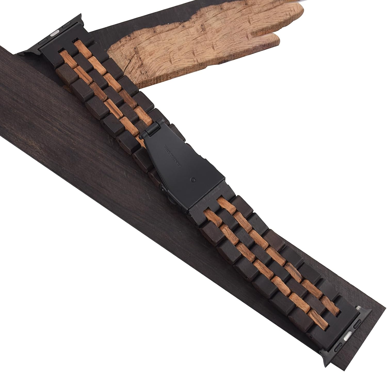 Wooden Band for Apple Watch 42(Series 3) 44 45 46 49MM, Natural Hard Wood Watch Strap, Bracelet Compatible with iWatch Series 10 9 8 7 6 5 4 3 SE Ultra