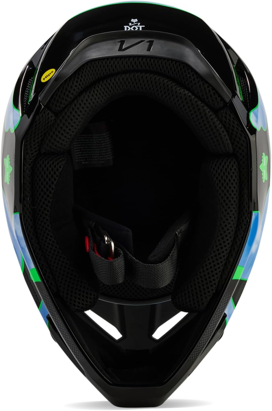 Fox Racing Unisex V1 Motocross Dirt Bike Helmet, Black/Green, Small