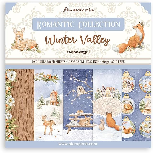 Stamperia Scrapbooking Plaquette 10 Feuilles 30.5 x 30.5 (12x12) Vallée de l'hiver
