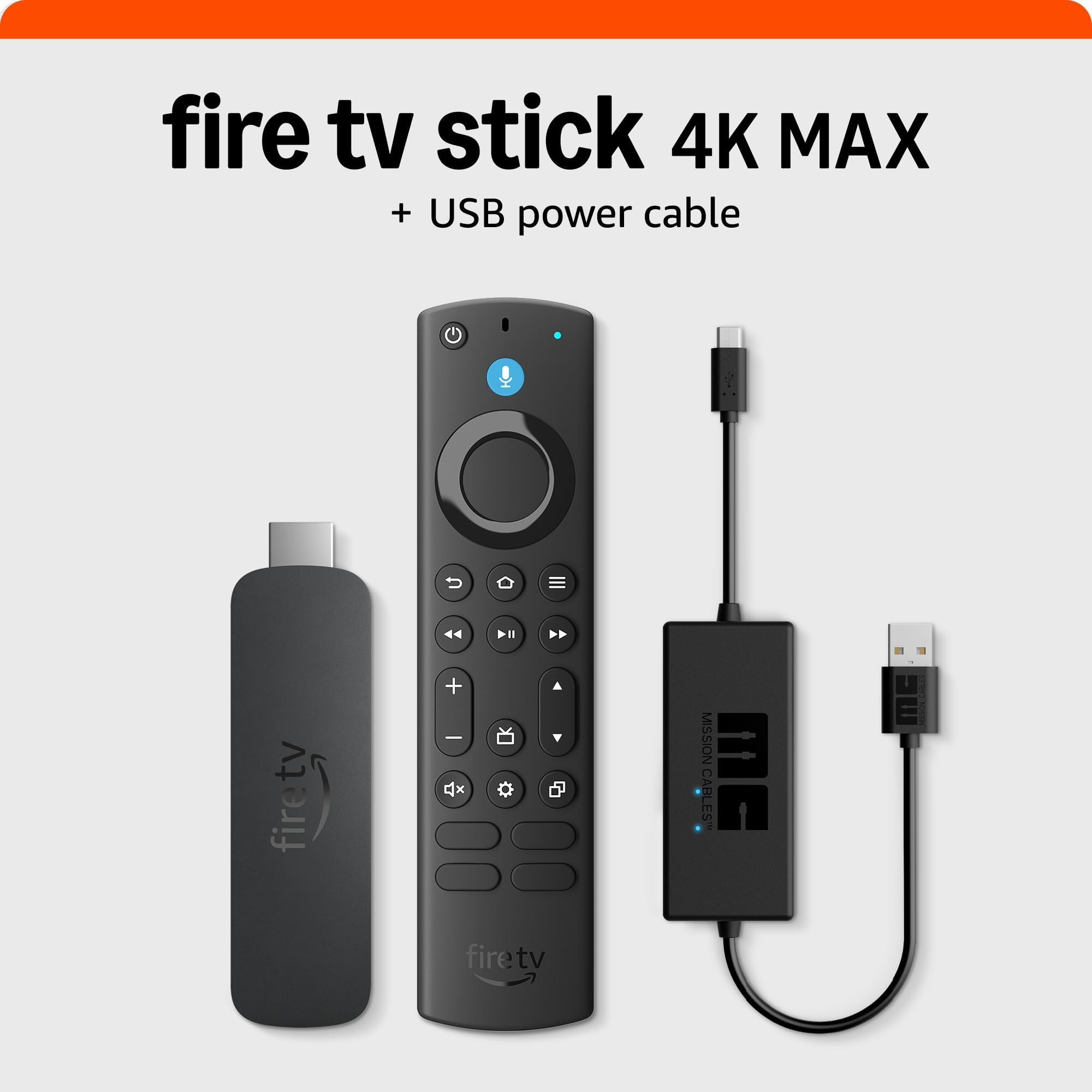Amazon Fire TV Stick 4K Max with USB Power Cable (eliminates the need for AC adapter)