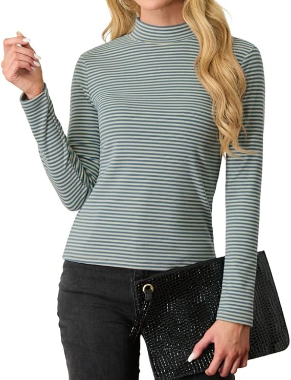 PrinStory Damessweatshirts met lange mouwen, stretch, rolkraag, smal vallend, T-shirt, casual, tuniek, tops voor herfst en winter, XL PrinStory Damessweatshirts met lange mouwen, stretch, rolkraag, smal vallend, T-shirt, casual, tuniek, tops voor herfst en winter, XL