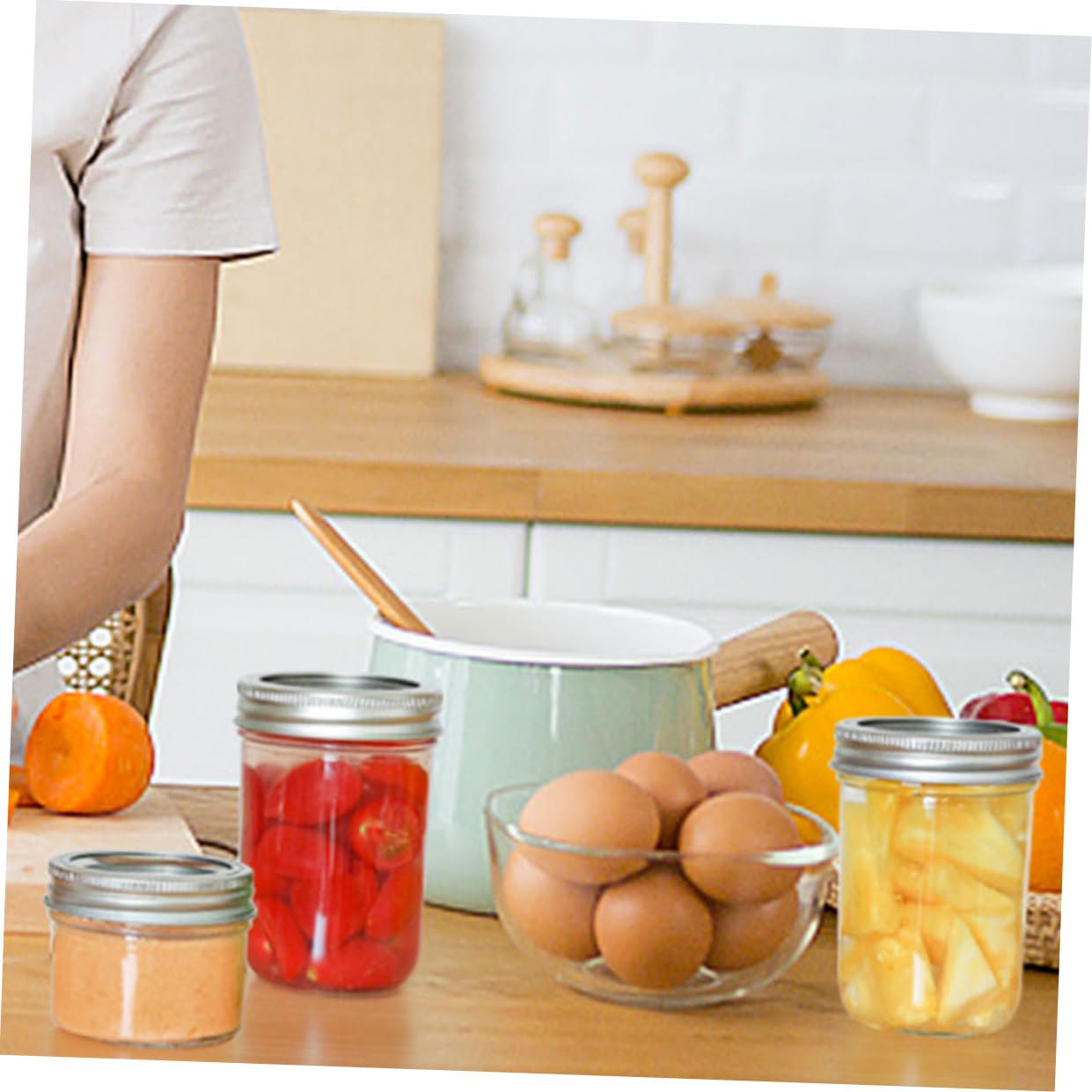 Alipis 5 Set Barattoli Trasparenti Contenitori Per Conservare Snack E Spezie Barattoli Ermetici Per Cucina E Casa 6 Pezzi*5