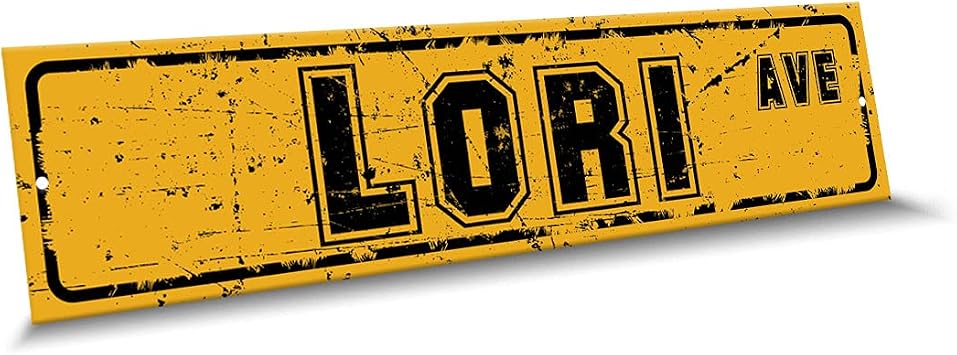 Lori Name Black Yellow Color Street Sign, 4"x 18" Aluminum Metal Novelty Sign, Indoor - Outdoor, Design n96