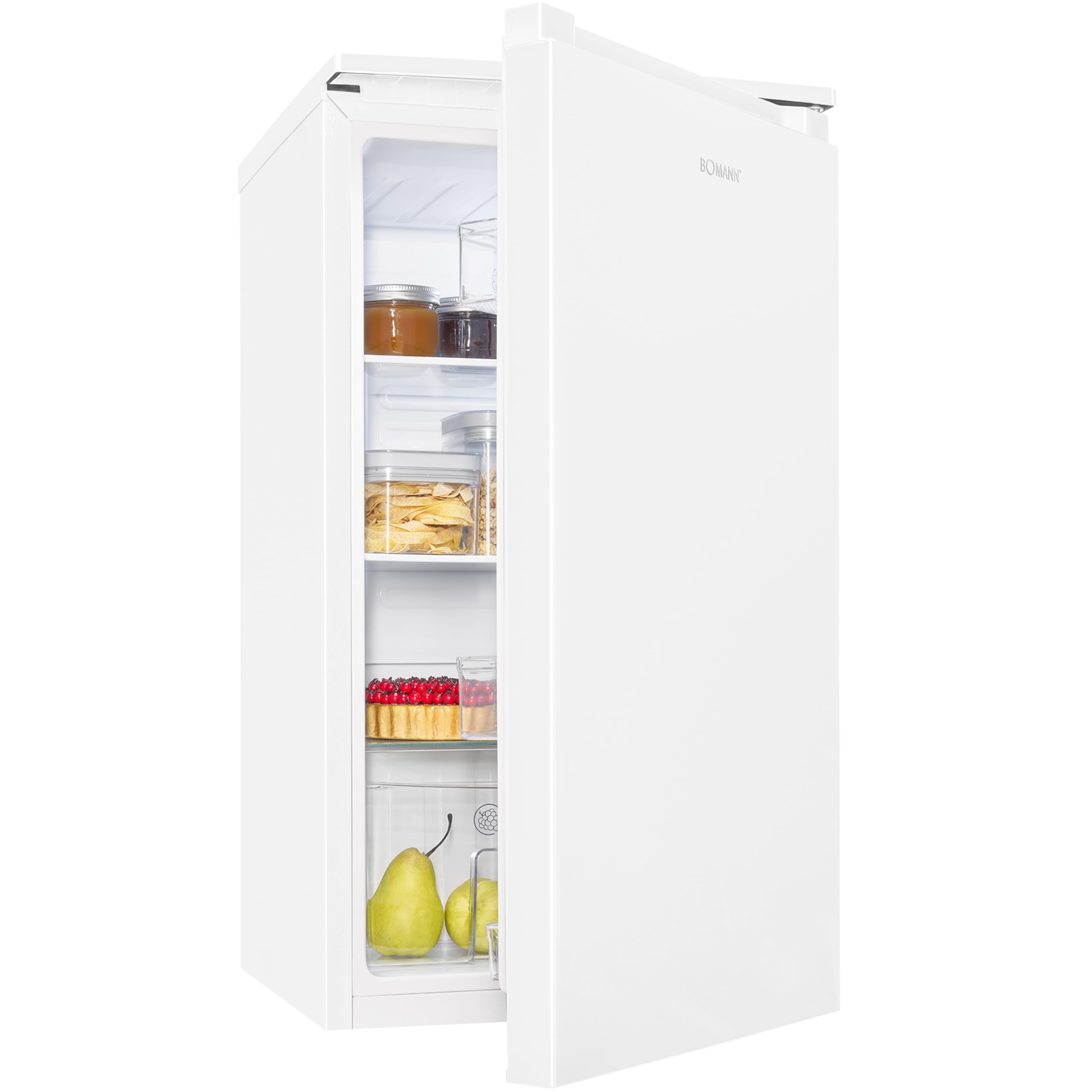 Bomann® Kühlschrank ohne Gefrierfach | 87L | energieeffizient, leise & kompakt | 0°C - 8°C, stufenlos regelbar | 3 Ablagen & Gemüsefach | Türanschlag wechselbar | Standardkühlschrank | VS 7255 weiß