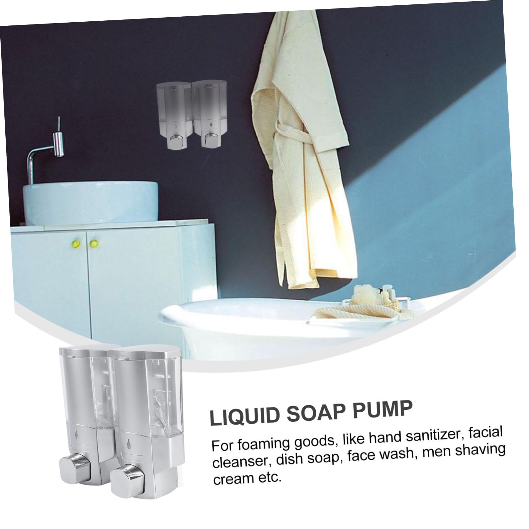 Cabilock Dispensador De Jabón Espumoso De Plástico Abs Pared Baño Ducha Bañera Cocina Fregadero Doble Cabezal