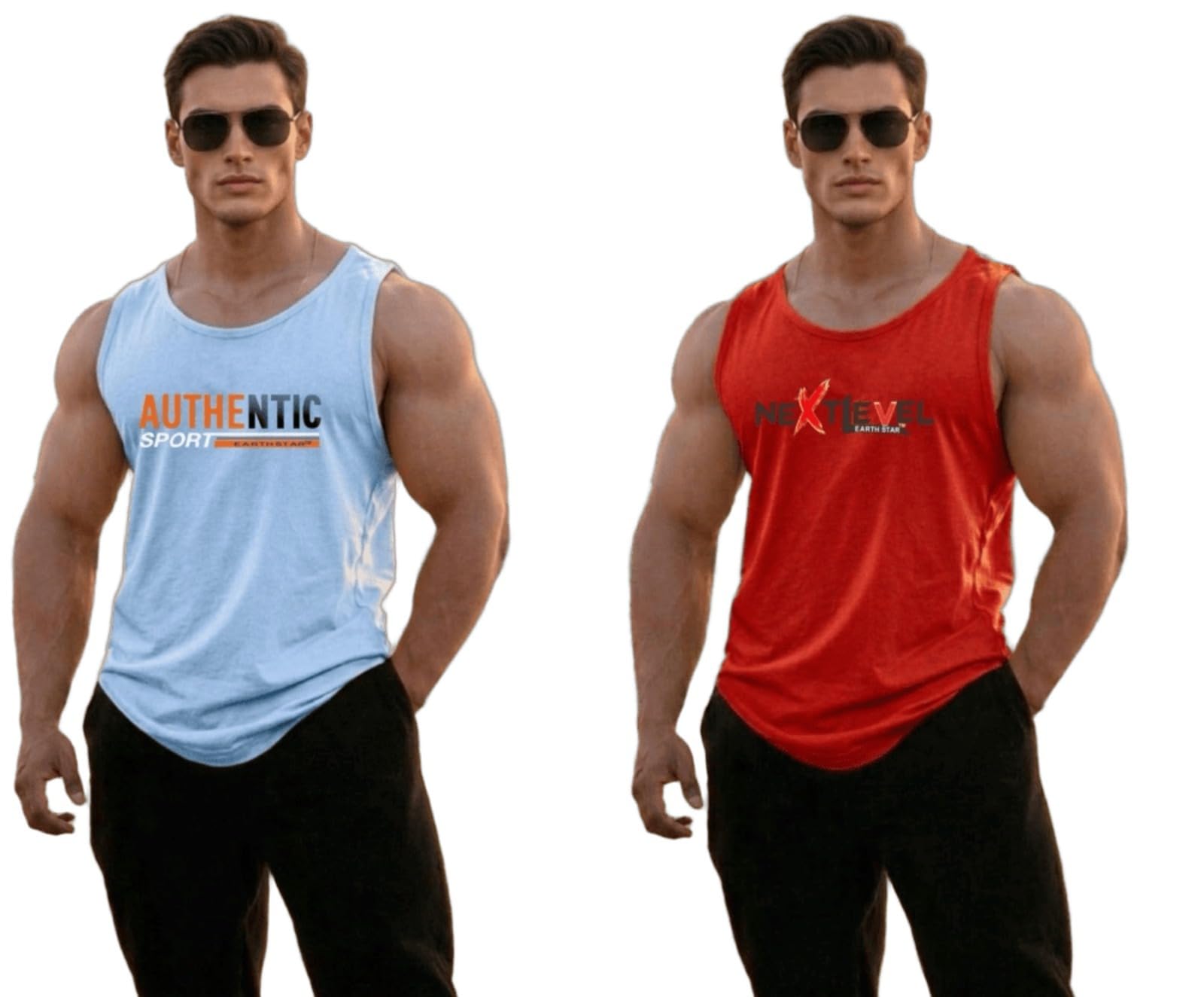 Men's Cotton Tank Top T-Shirt | Sleeveless Gym Vest | Vest for Man Graphic Logo Print for Workout, Beach | Workout Sando | Gym Tshirts-image-28